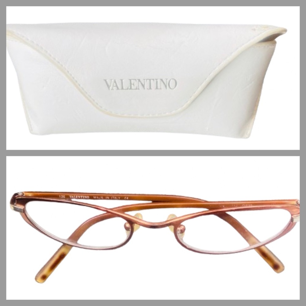 Valentino Authentic Vintage Women's Bronze Metal Eyeglasses with Original Case